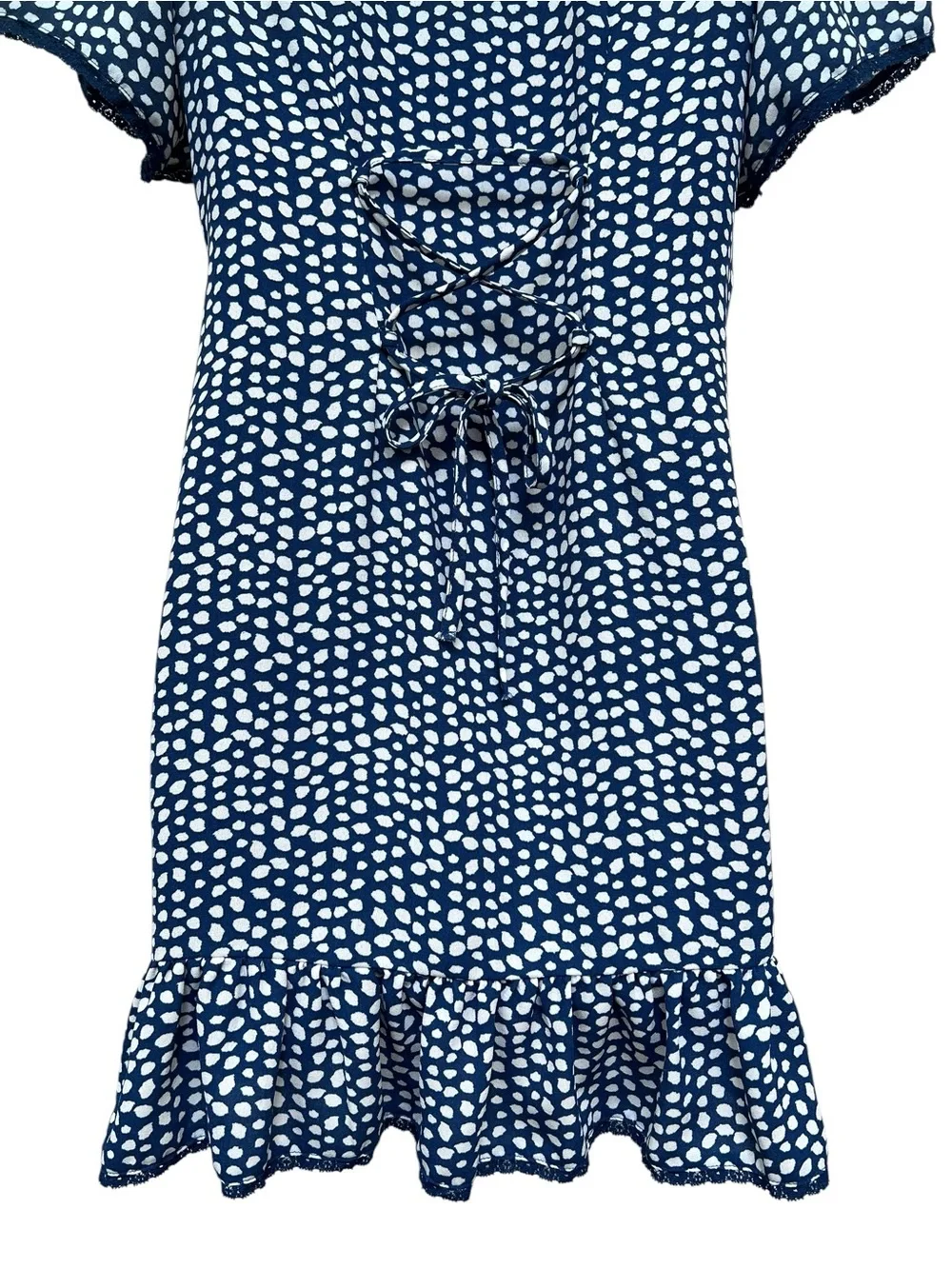 Urban Outfitters Blue White Speckled Babydoll Mini Dress Small